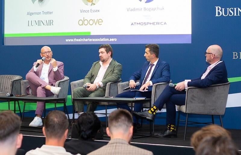 panelists at the air charter expo in biggin hill, london
