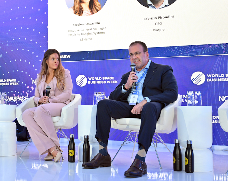 carolyn cossavella of l3harris technologies and fabrizio pirondini of xoople at world space business week