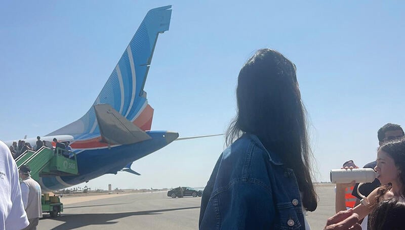 damaged FlyDubai tail rudder
