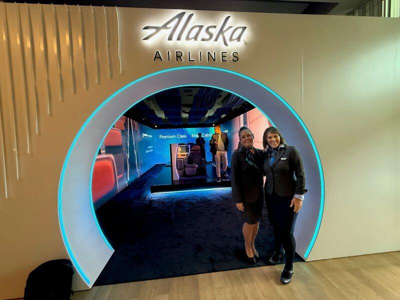 Alaska and Hawaiian Airlines pulled out all the stops for Media Day, transforming their hospitality suites into elaborately staged showcases of the two brands.