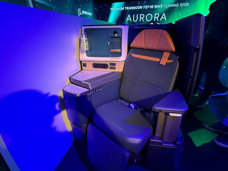On display at Alaska Airlines’ Media Day, the new Aurora Suite showcases the carrier’s next generation of international Business Class aboard the Boeing 787 Dreamliner.