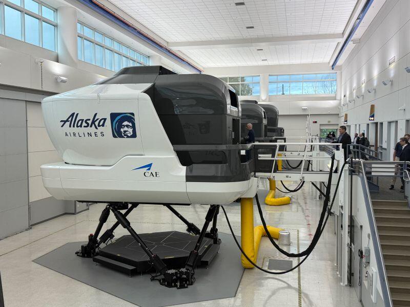 Alaska Airlines’ CAE full-motion flight simulators at the GTC in Renton, Washington.