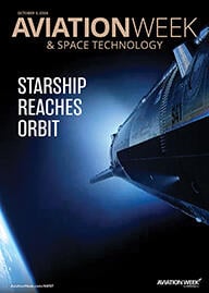 starship flight 14 image on Oct. 5, 2026, digital cover of Aviation Week & Space Technology