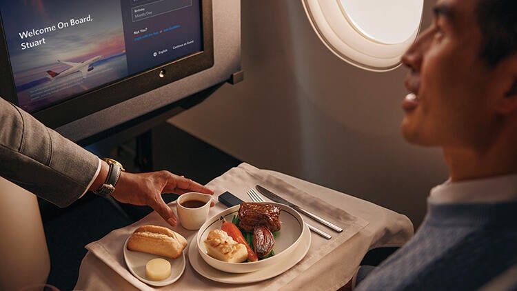 inflight meal being served to passenger