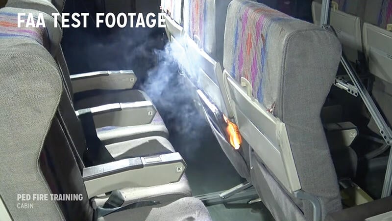 FAA test footage of battery fire
