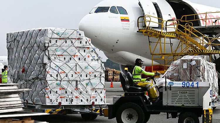 cargo being loaded onto an aircraft