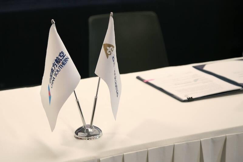 china southern and air astana flags