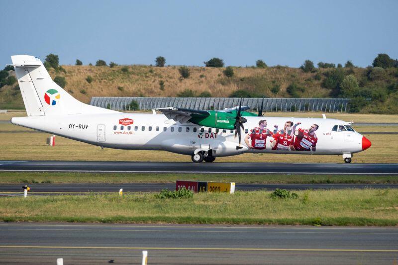 A Danish Air Transport (DAT) ATR 72 takes off from Copenhagen Airport.