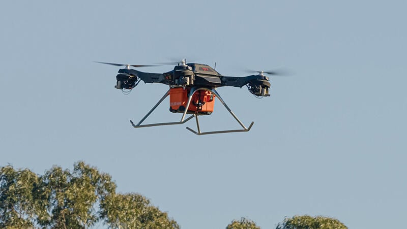 Parallel Flight Technologies’ Firefly is a hybrid heavy-lift drone in flight