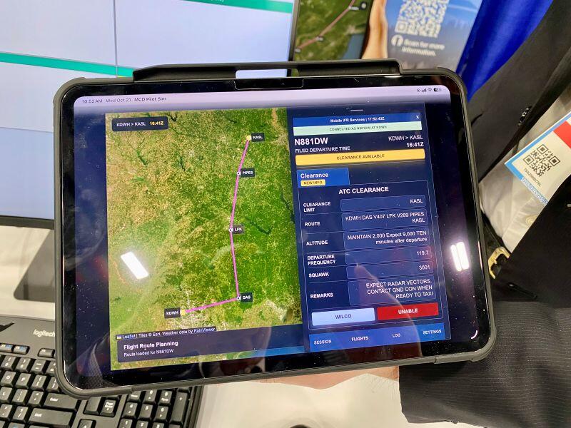 Mobile Clearance pilot interface at NBAA-BACE 