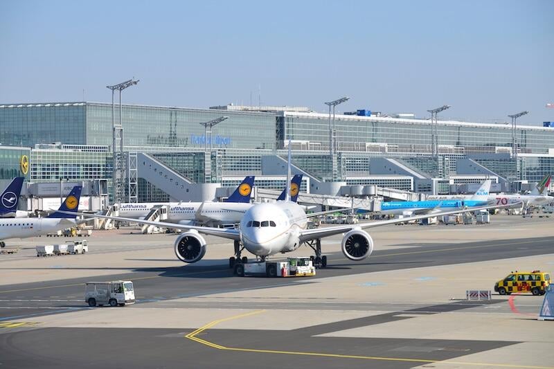 aircraft on ground at frankfurt airport 