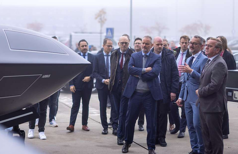 German Defense Minister Boris Pistorius (right) during a visit at Airbus’s Manching, Germany site.