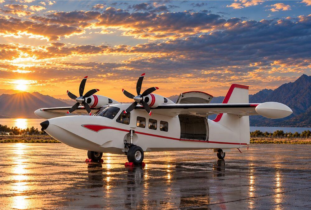 Maxwell Aircraft Caption: Hybrid-powered M1-HC combines a heavy payload and long range with flexible water and land operation