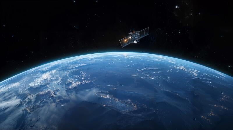 satellite in space over earth