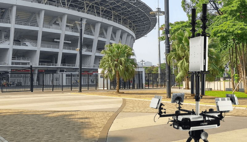 mobile surveillance unit in front of stadium