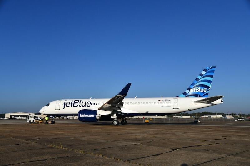 jetblue airbus a220 on runway
