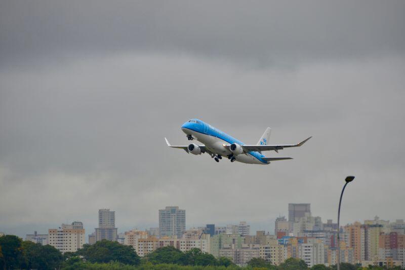 KLM Cityhopper aircraft inflight.