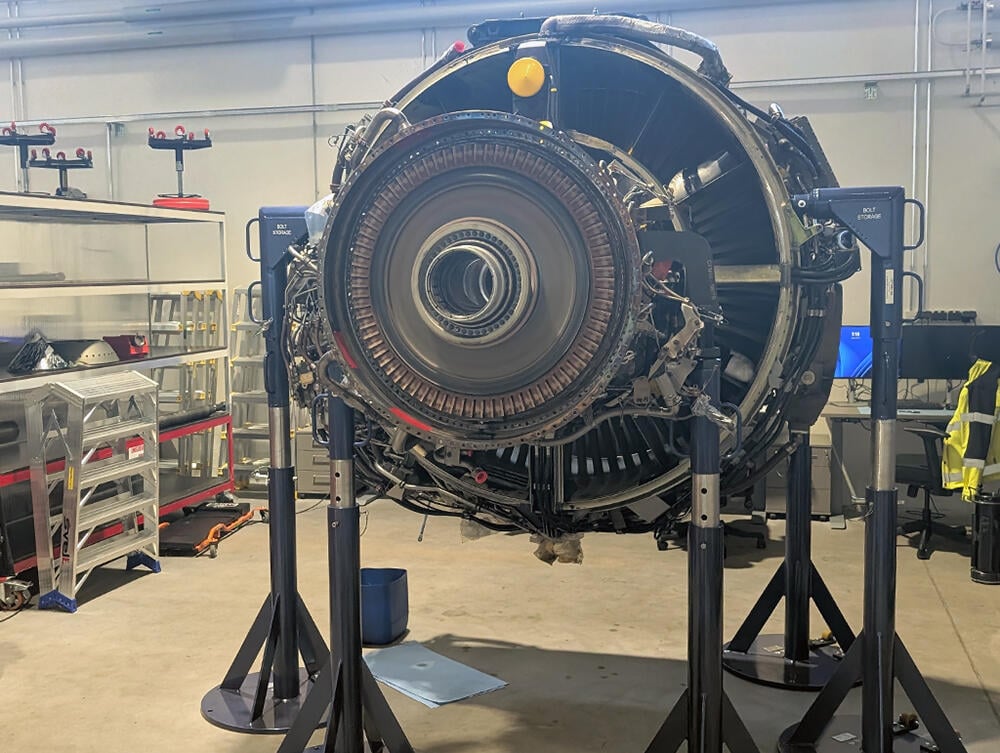 Engine in hangar