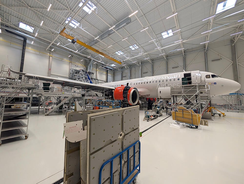 Aircraft in hangar