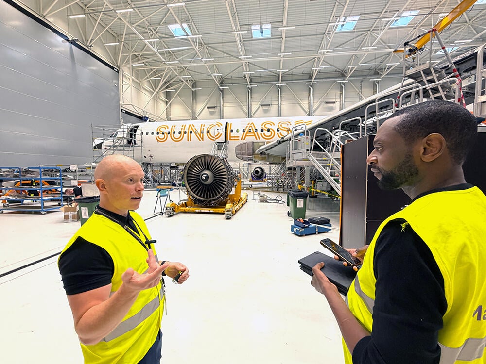 Aircraft in hangar