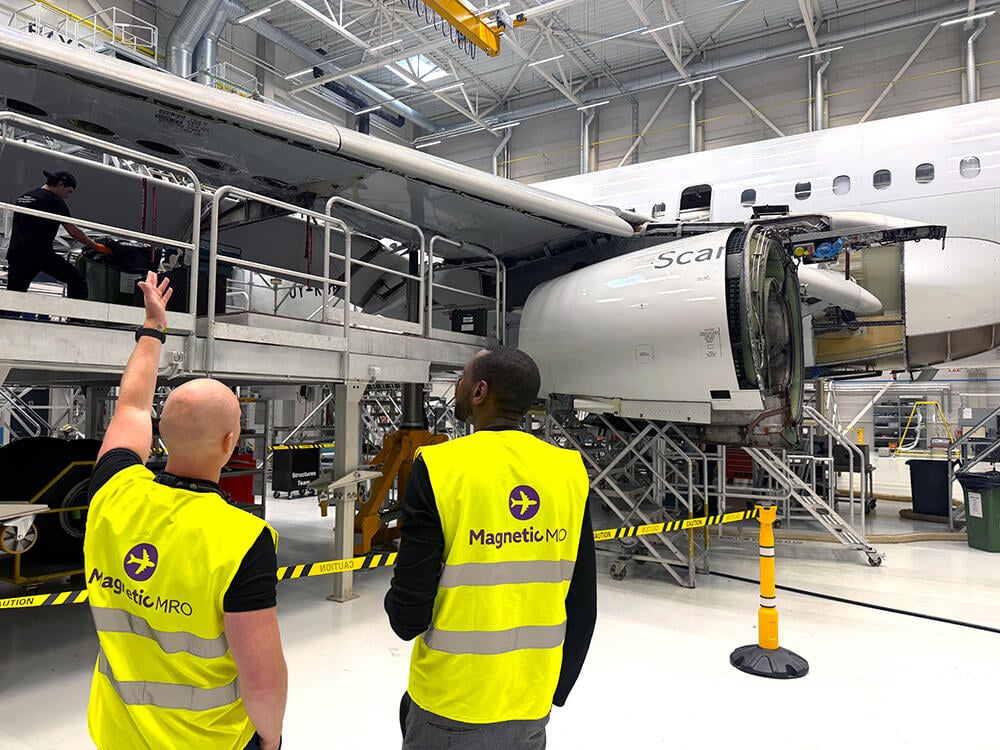 Aircraft in hangar