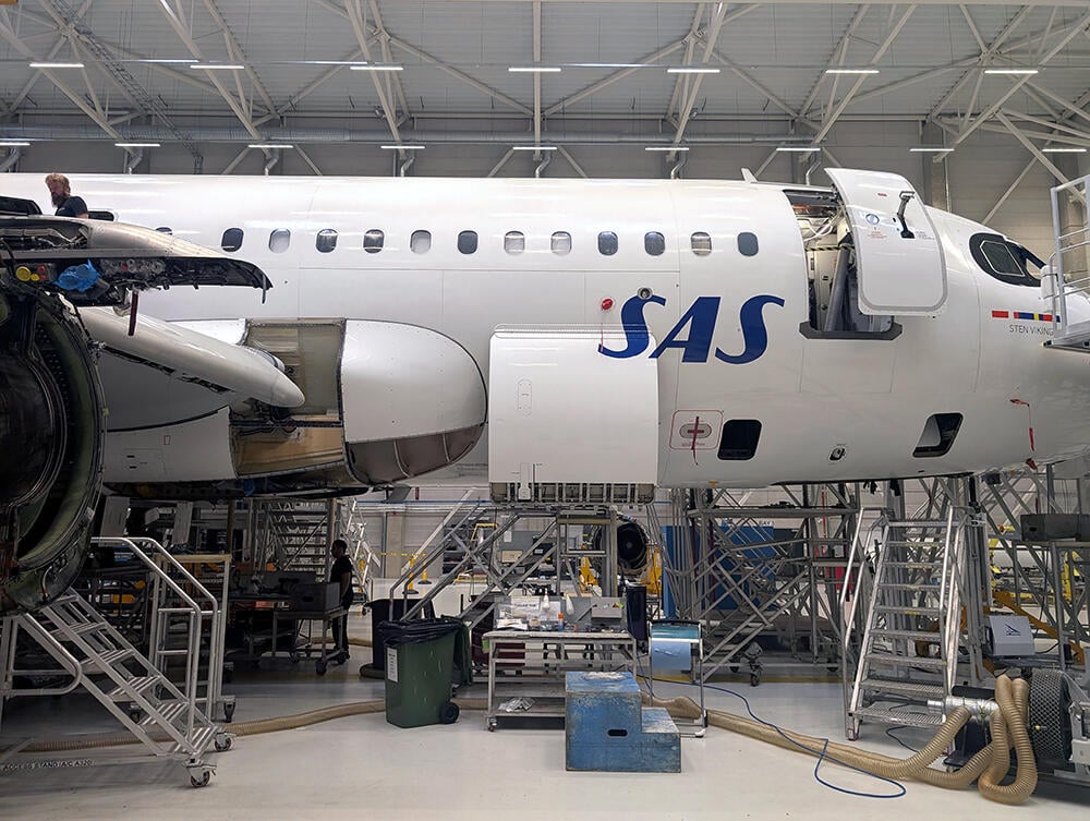 Aircraft in hangar