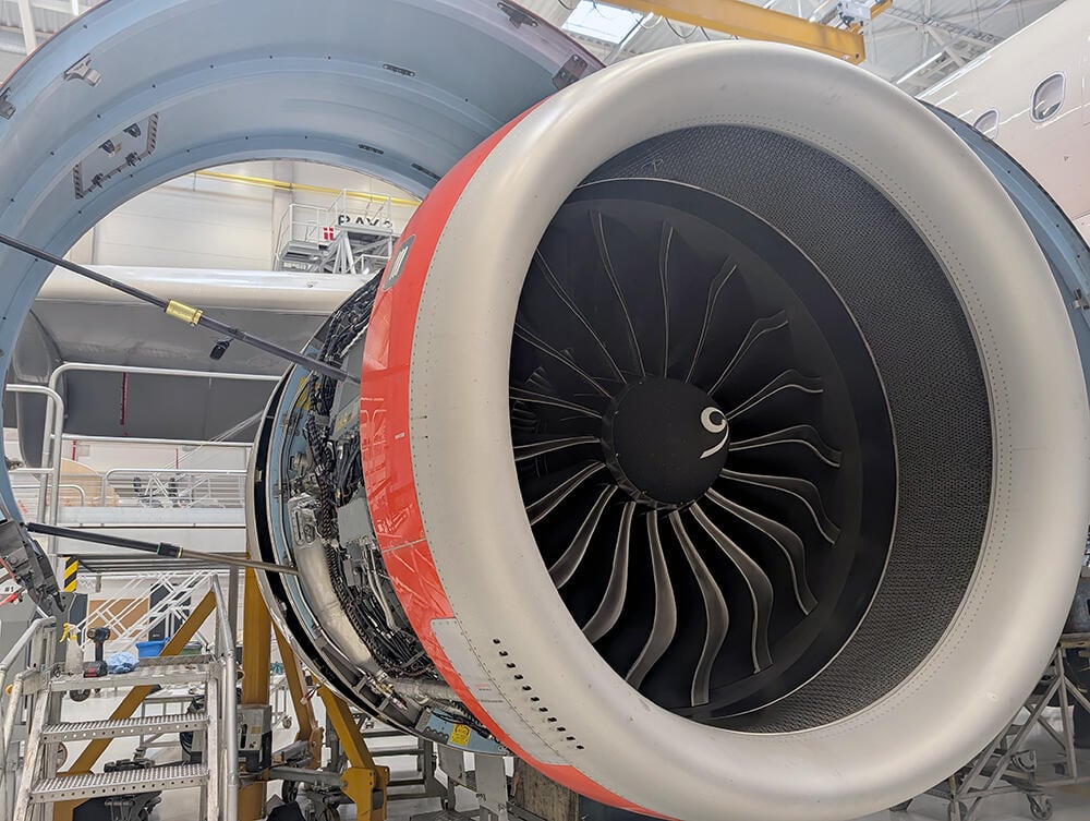 Engine in hangar