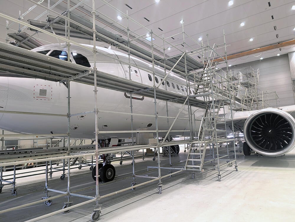 Aircraft in hangar