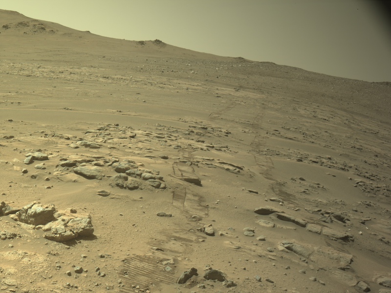 mars surface captured by one of perseverance's navigation cameras