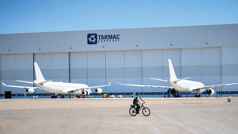 two aircraft at Tarmac Aerosave facility