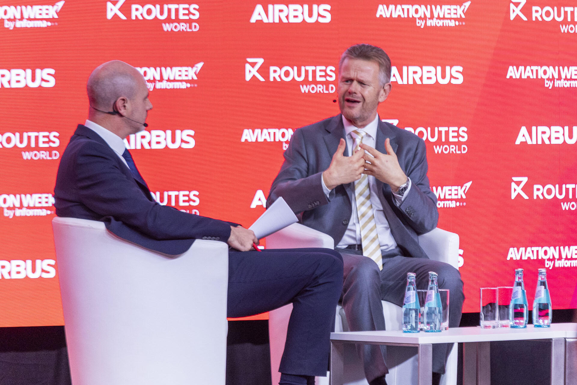 Peter Gerber, CEO of Condor, takes part in an on stage interview