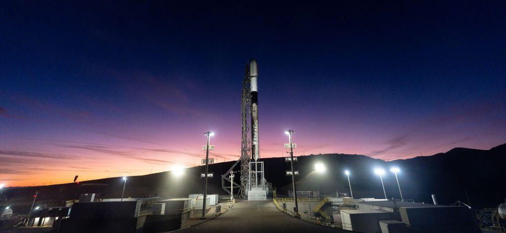 A SpaceX Falcon 9 launch vehicle positioned on the pad at Space Launch Complex 4E at Vandenberg SFB, California, ahead of an anticipated Oct. 5 launch supporting the Space Development Agency. Credit: SpaceX
