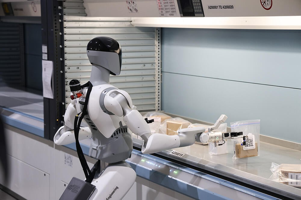Robot preparing parts for dispatch
