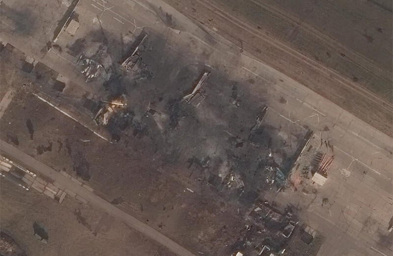 satellite image of Ukraine wreckage