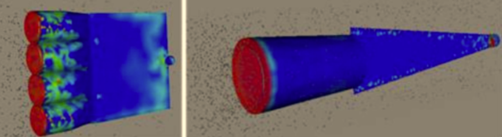 Viridian Space has simulated two VLEO satellite bus configurations: a “flagpole design” and “tadpole design.”  Credit: Viridian Space