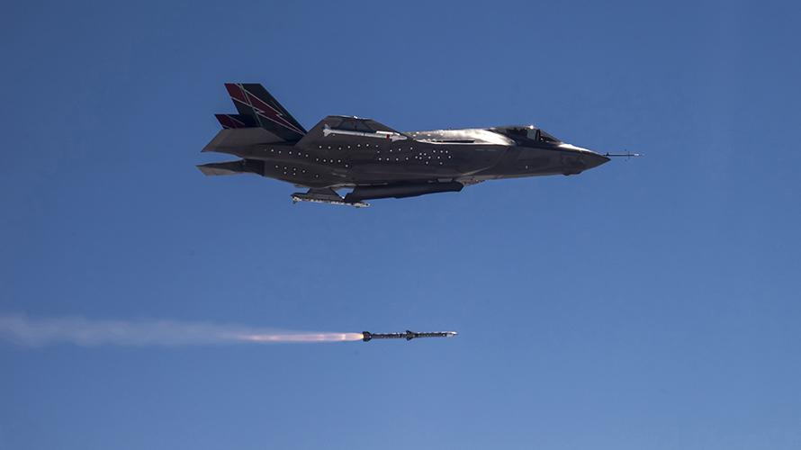 Lockheed Martin F-35 firing a missile