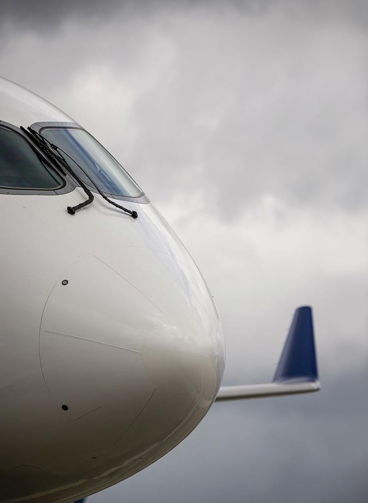 nose of Airbus A220 aircraft
