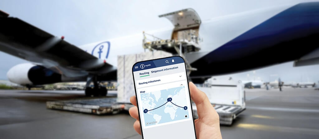 hand holding phone in front of aircraft