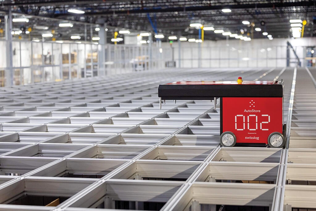 AutoStore vehicle above warehouse storage grid