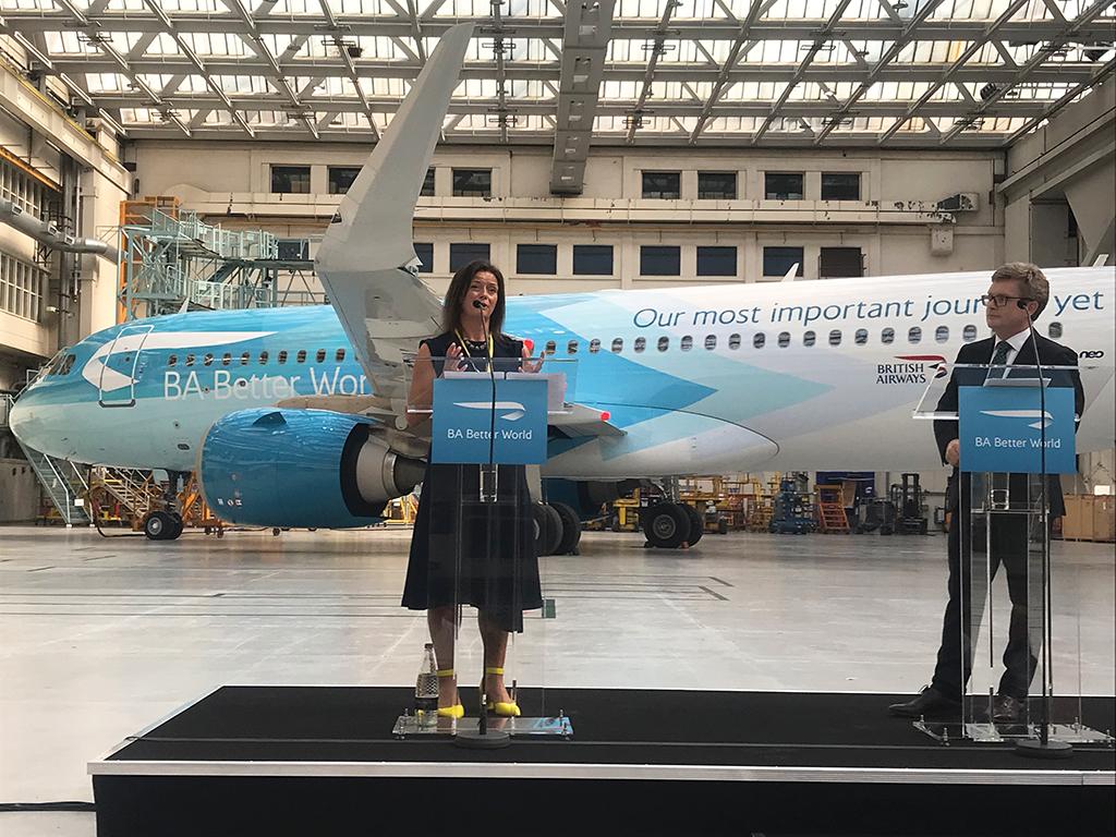 British Airways CEO Sean Doyle (right) and Head of Sustainability Carrie Harris