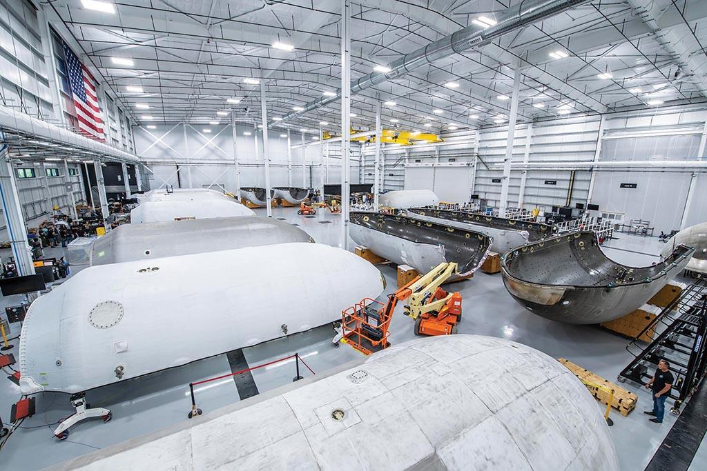 SpaceX fairing work at Hangar X