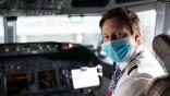 Southwest Airlines pilot with mask