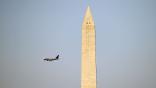 plane near Washington monument