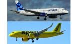 JetBlue and Spirit aircraft in flight