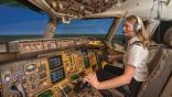 pilot at flight controls