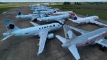 row of parked aircraft