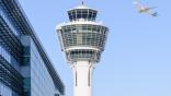 Munich atc tower with plane