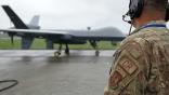 Air Force serviceman testing drone