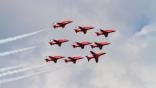 red arrows flying diamond nine formation