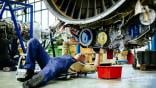 mechanic on jet engine